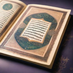 A beautifully illuminated Quran book opened to a page showcasing a miraculous event