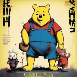 A horror movie poster for a film titled 'Winnie-The-Pooh: Blood And Honey 2' showing a grown-up evil Pooh, Piglet, Owl, and Tigger