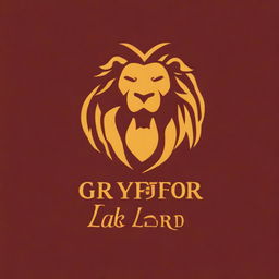 A logo with the name 'Gryffindor Lord' in golden letters, set against a background featuring a majestic lion