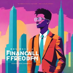 A vibrant and motivational book cover titled 'Financial Freedom for Young Adults'