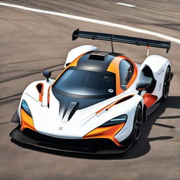 A Le Mans Hypercar (LMH) class world endurance cup car, featuring a V8 hybrid engine and branded as a McLaren