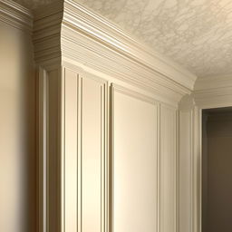 An interior room featuring meticulously detailed wall trim design that adds elegance to the structure.