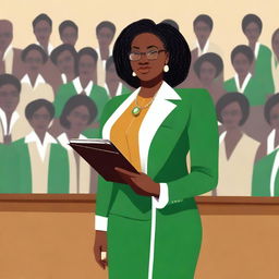 A tall, outspoken woman who is a professor at the University of Nigeria