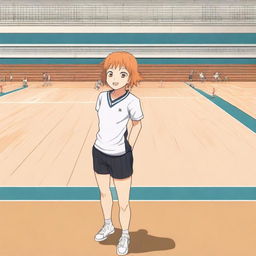 A detailed background featuring Hitoka Yachi, a character from the anime Haikyuu!!