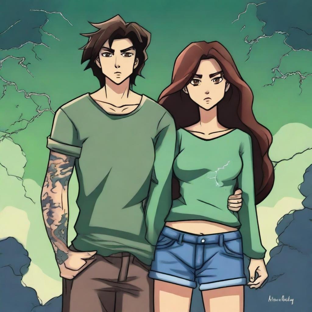 Create a cartoonish style art featuring two people holding hands