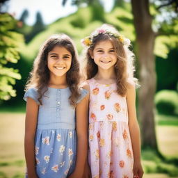 A picture of a girl and a boy standing together, both smiling