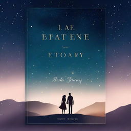 A beautiful book cover for a romantic story, featuring a couple holding hands under a starry night sky