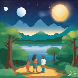 Create an educational and cultural image depicting the Amazonian summer and winter seasons, highlighting the science and culture for teaching astronomy in the training of elementary science teachers in the municipality of São João da Ponta