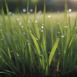 Enhance the scene by adding more elements. Surround the talking seed with details of nature: blades of grass, dew drops, soft sunlight filtering onto the soil, making the seed's lively presence feel vividly tangible in this ordinary yet magical world.