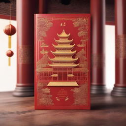 A beautifully illustrated book resting on an ancient wooden table inside a traditional Chinese temple