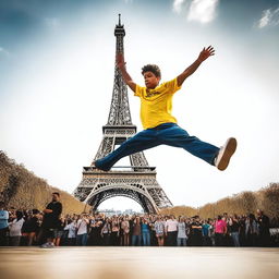 A breakdancing competition in Paris with a Brazilian boy in the spotlight