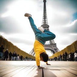 A breakdancing competition in Paris with a Brazilian boy in the spotlight