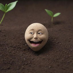 Imagine a seed in photorealistic detail, gains an anthropomorphic persona and engages in conversation. It carries vivid facial expressions on its tiny form surrounded by realistic soil texture and under the natural light of a usual day.