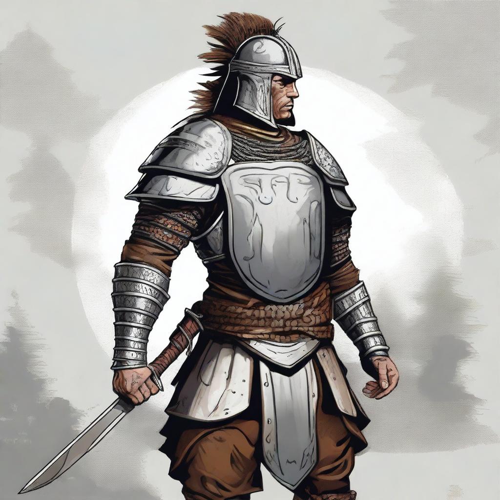 Create an illustration of a well-armored Baltic tribal warrior