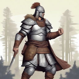 Create an illustration of a well-armored Baltic tribal warrior