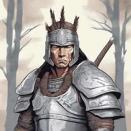 Create an illustration of a well-armored Baltic tribal warrior