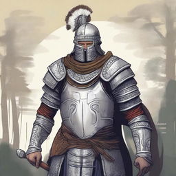 Create an illustration of a well-armored Baltic tribal warrior