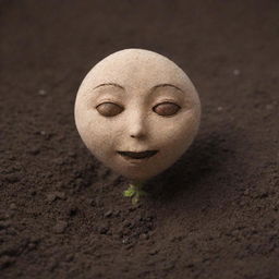 Imagine a seed in photorealistic detail, gains an anthropomorphic persona and engages in conversation. It carries vivid facial expressions on its tiny form surrounded by realistic soil texture and under the natural light of a usual day.