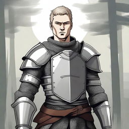 Illustration of a young Baltic pagan warrior wearing simple steel armor