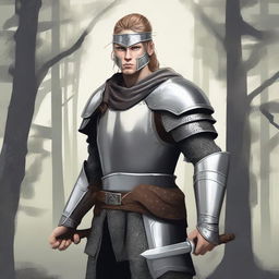 Illustration of a young Baltic pagan warrior wearing simple steel armor