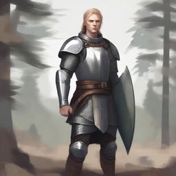 Illustration of a young Baltic pagan warrior wearing simple steel armor