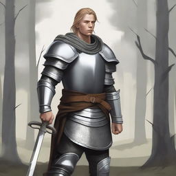 Illustration of a young Baltic pagan warrior wearing simple steel armor