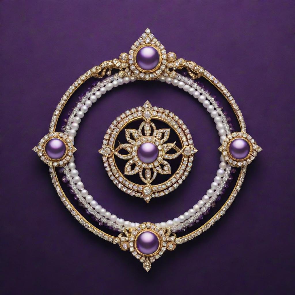 A resplendent logo for 'SAINATH PEARLS WORLD', incorporating gold jewellery elements, set against a luxurious purple background.