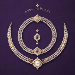 A resplendent logo for 'SAINATH PEARLS WORLD', incorporating gold jewellery elements, set against a luxurious purple background.