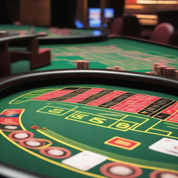 A detailed and vibrant image of a casino table