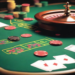 A detailed and vibrant image of a casino table