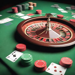 A detailed and vibrant image of a casino table