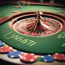 A detailed and vibrant image of a casino table