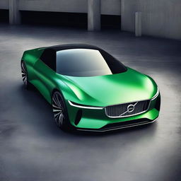 A Volvo supercar featuring triangle cut lines, a round and sleek fender, and LED headlights