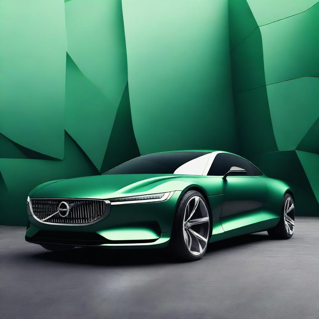 A Volvo supercar featuring triangle cut lines, a round and sleek fender, and LED headlights