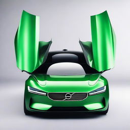 A Volvo supercar featuring triangle cut lines, a round and sleek fender, and LED headlights