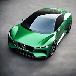 A sporty Volvo supercar featuring triangle cut lines, a round and sleek fender, and LED headlights