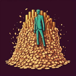 Logo for 'Boundless Success', depicting an anonymous man standing atop a pile of money, designed in harmonious colors