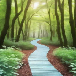 A background image of a winding path through a dense forest, symbolizing the journey of self-discovery