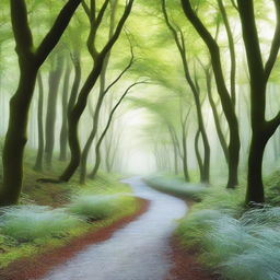 A background image of a winding path through a dense forest, symbolizing the journey of self-discovery