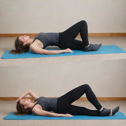 A high-resolution YouTube thumbnail, showcasing a split design: on one side, a fit individual performing low-impact exercises, and on the other, bold, captivating text reading '5 Exercises for Lower Back Pain Relief'.