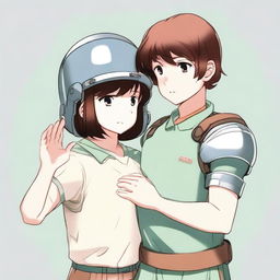 A boy with short dark brown hair and a girl with paleish hair down to her chest are holding hands