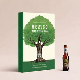 Create an image using the provided book cover as a reference, but replace the tree with a beer bottle