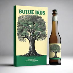 Create an image using the provided book cover as a reference, but replace the tree with a beer bottle