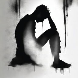 A somber and emotional image depicting the struggle of self-harm, suitable for a book cover