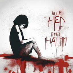 A somber and emotional image depicting the struggle of self-harm for a book cover