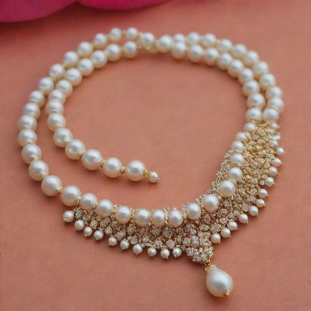 'SAINATH PEARLS WORLD' written elegantly with lustrous pearls.