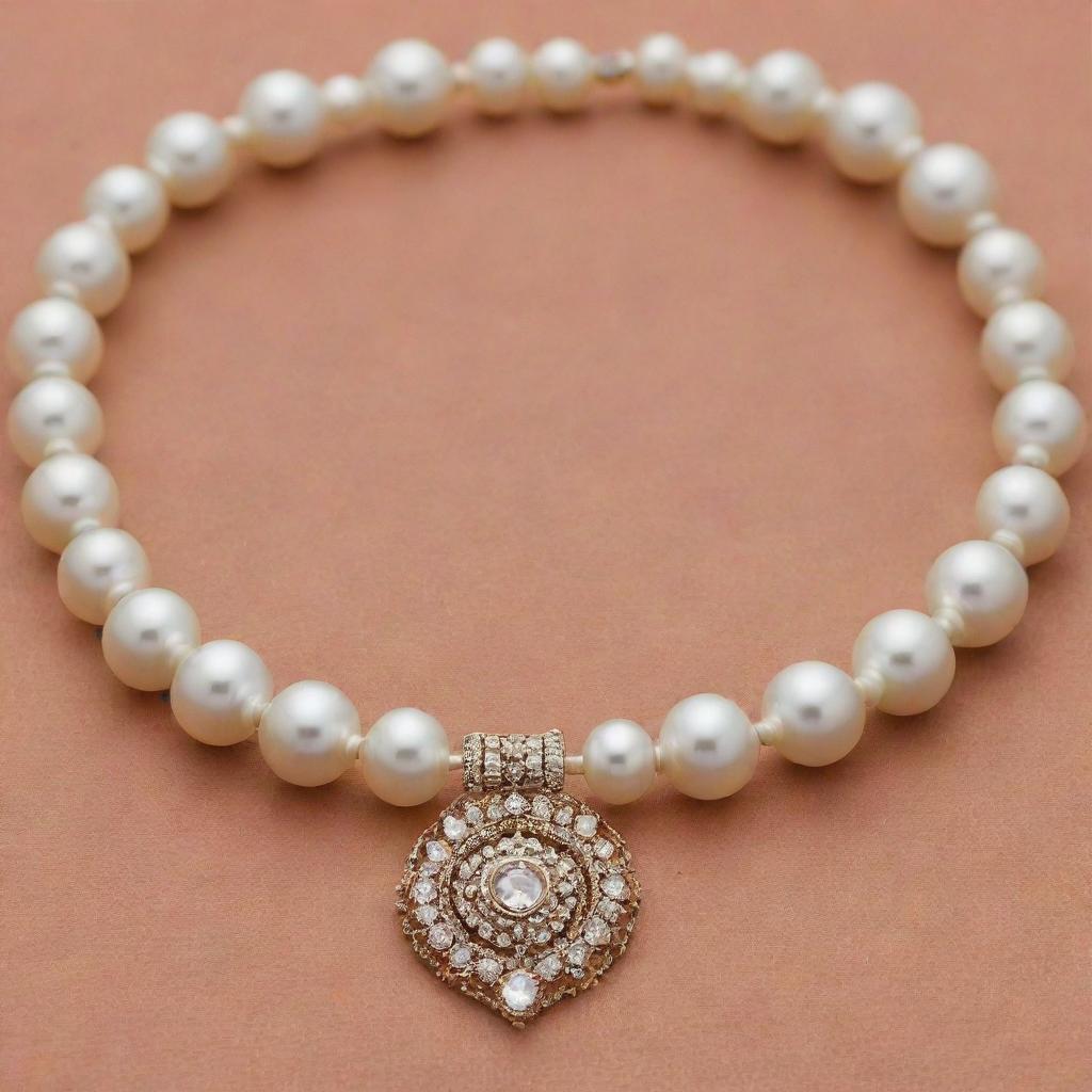 'SAINATH PEARLS WORLD' inscribed meticulously with a string of radiant pearls.