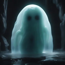 A person trapped inside a large, translucent slime monster blob