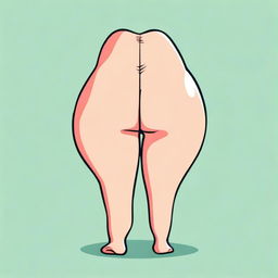 A humorous and cartoonish depiction of a butt, with exaggerated features, set against a simple background