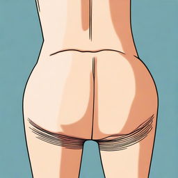 A humorous and cartoonish depiction of a butt, with exaggerated features, set against a simple background